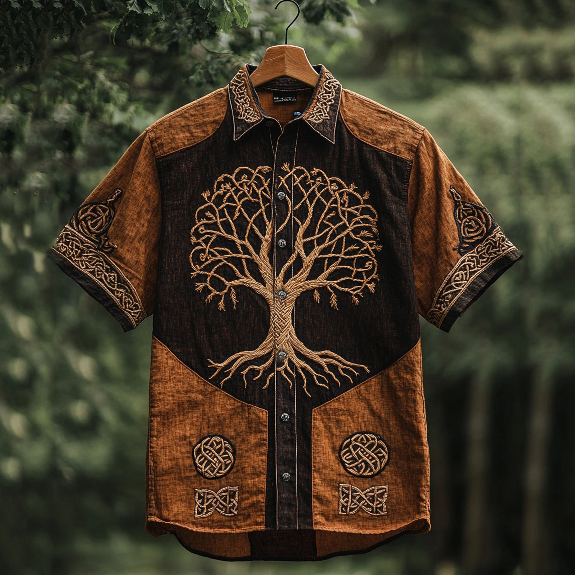 Men's Viking Mythology Tree Of Life Lapel Shirt artswardrobe
