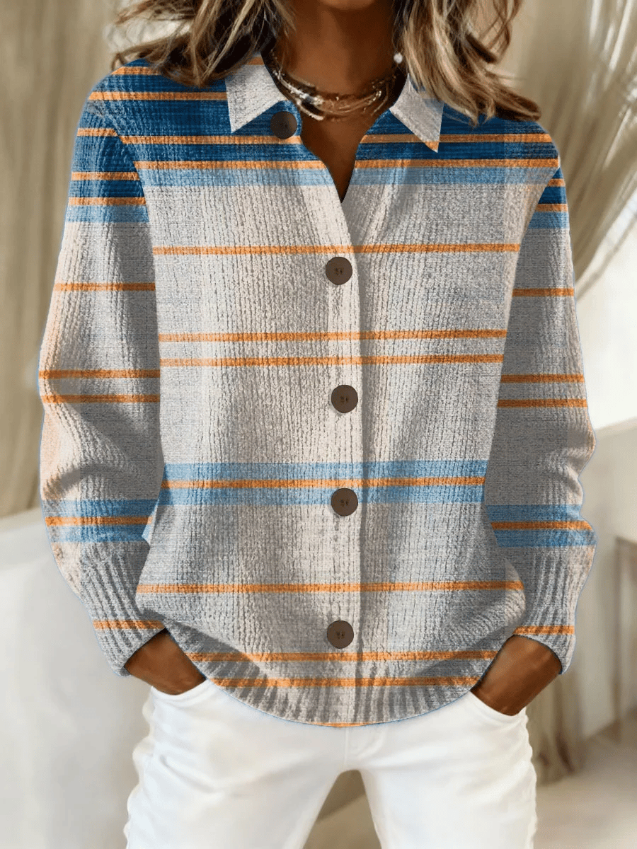 Women's Autumn Color Block Casual Cardigan