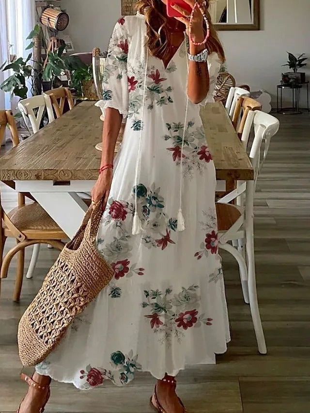 LM | Floral maxi dress with bow