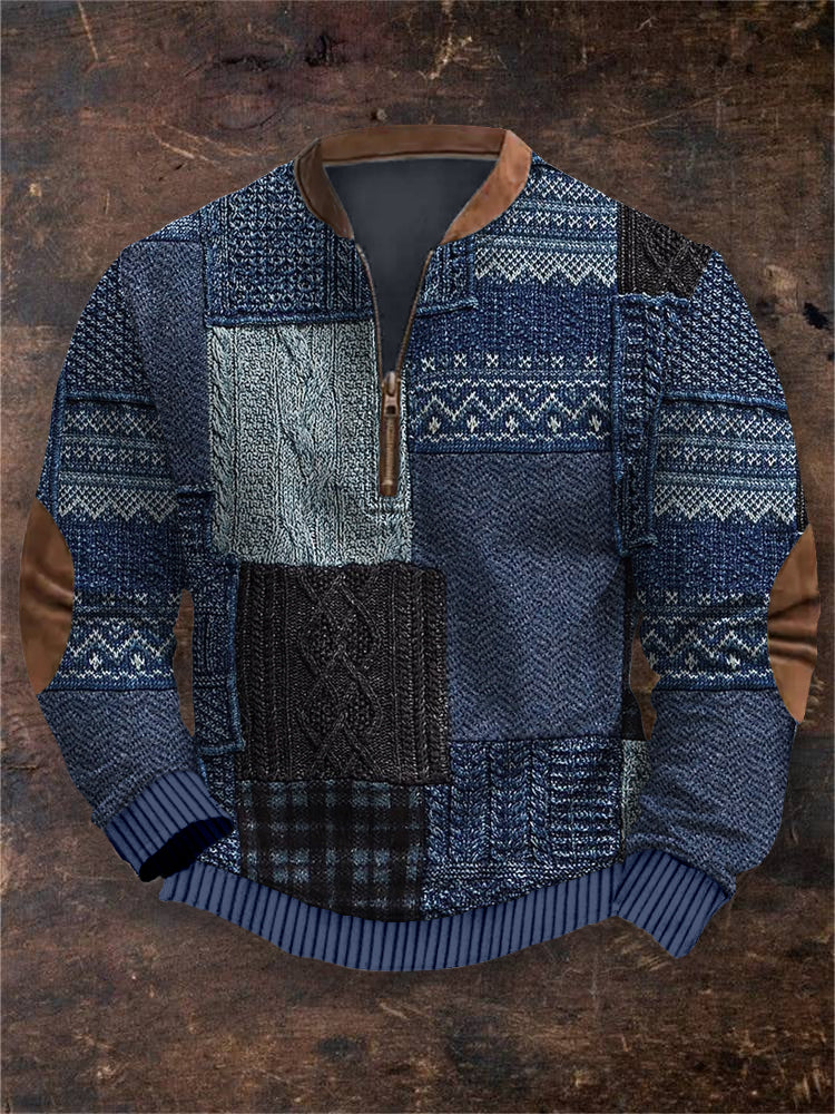 Men's Vintage Knitted Patchwork Comfy Sweatshirt elevenforest