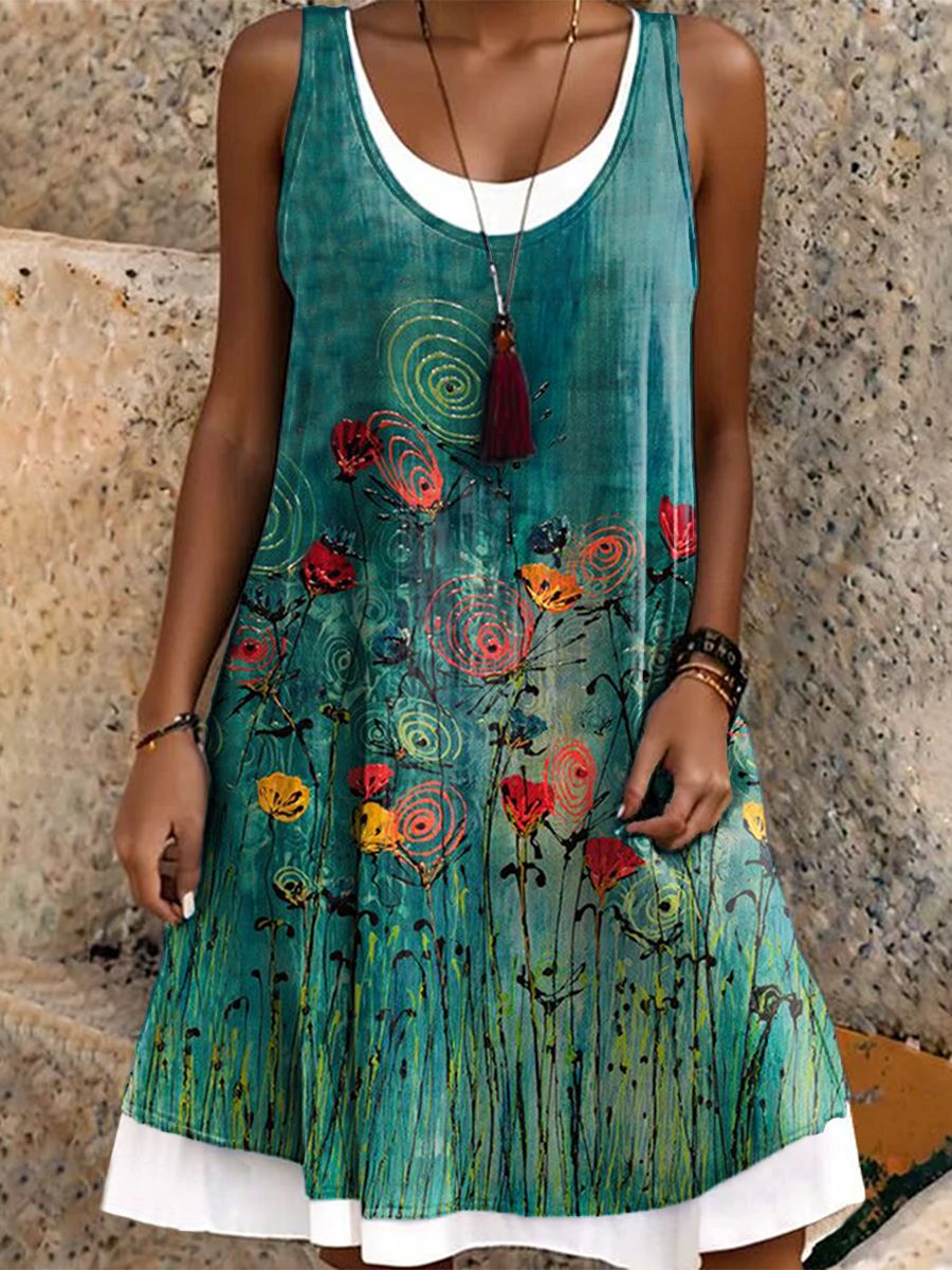 Women's Floral Pattern Art Print Dresses