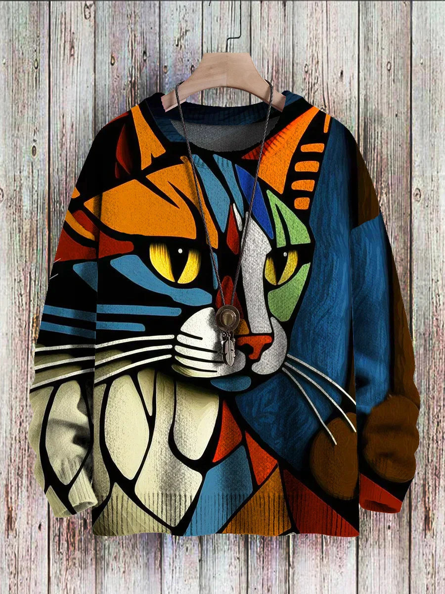 LM | Abstract sweater with cat pattern