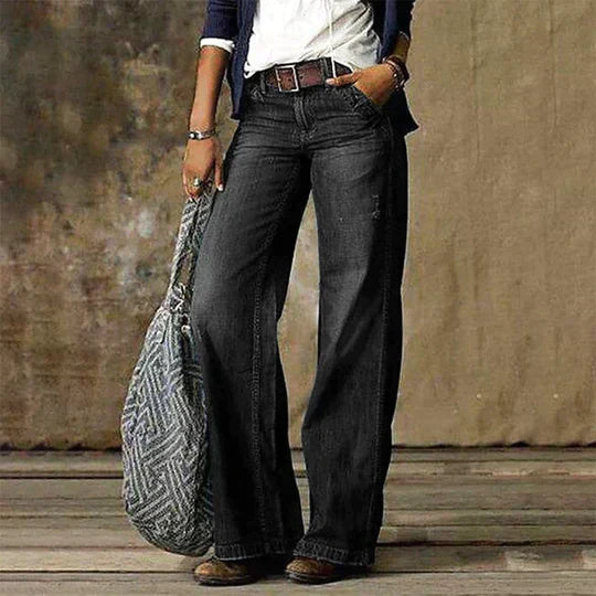 LM | Vintage denim jeans with wide leg and high waist