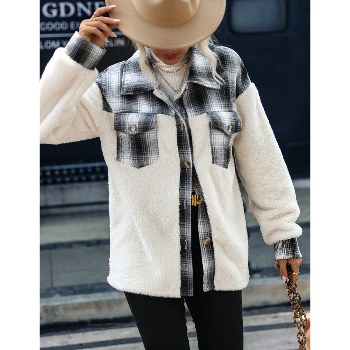 LM | Soft women's hooded jacket with striped long sleeves and loose fit