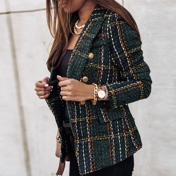 LM | Checked blazer with two rows of buttons