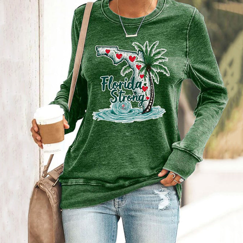 Comstylish Women's Florida Strong Mitton Hurricane Print Casuasl Sweatshirt