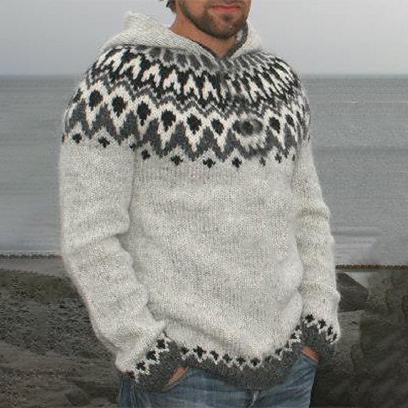 Vintage Tindur Knitted Jacquard Hooded Sweater(Unisex) elevenforest
