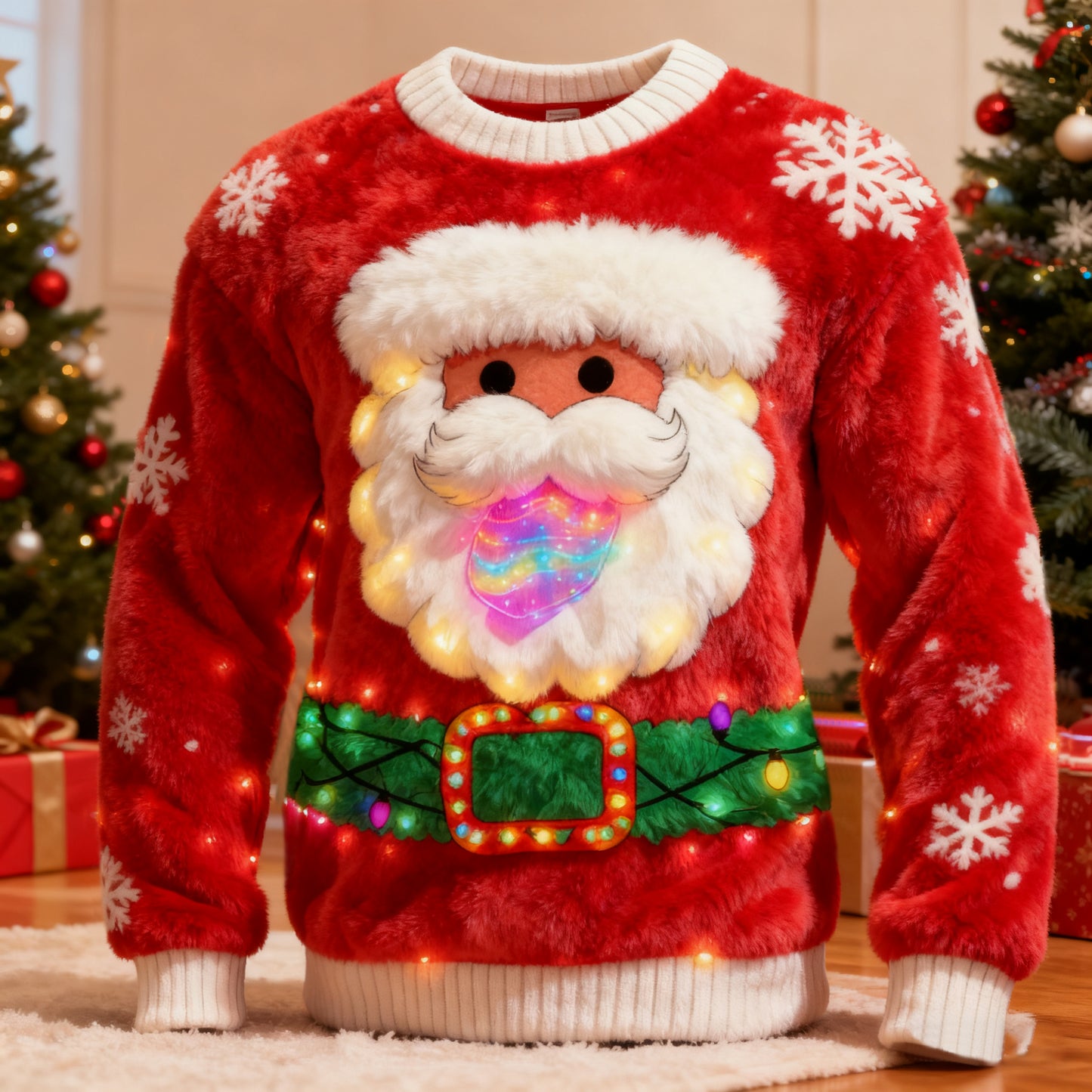 Comstylish Men's Funny Christmas Santa Claus Pattern Casual Flannel Sweatshirt