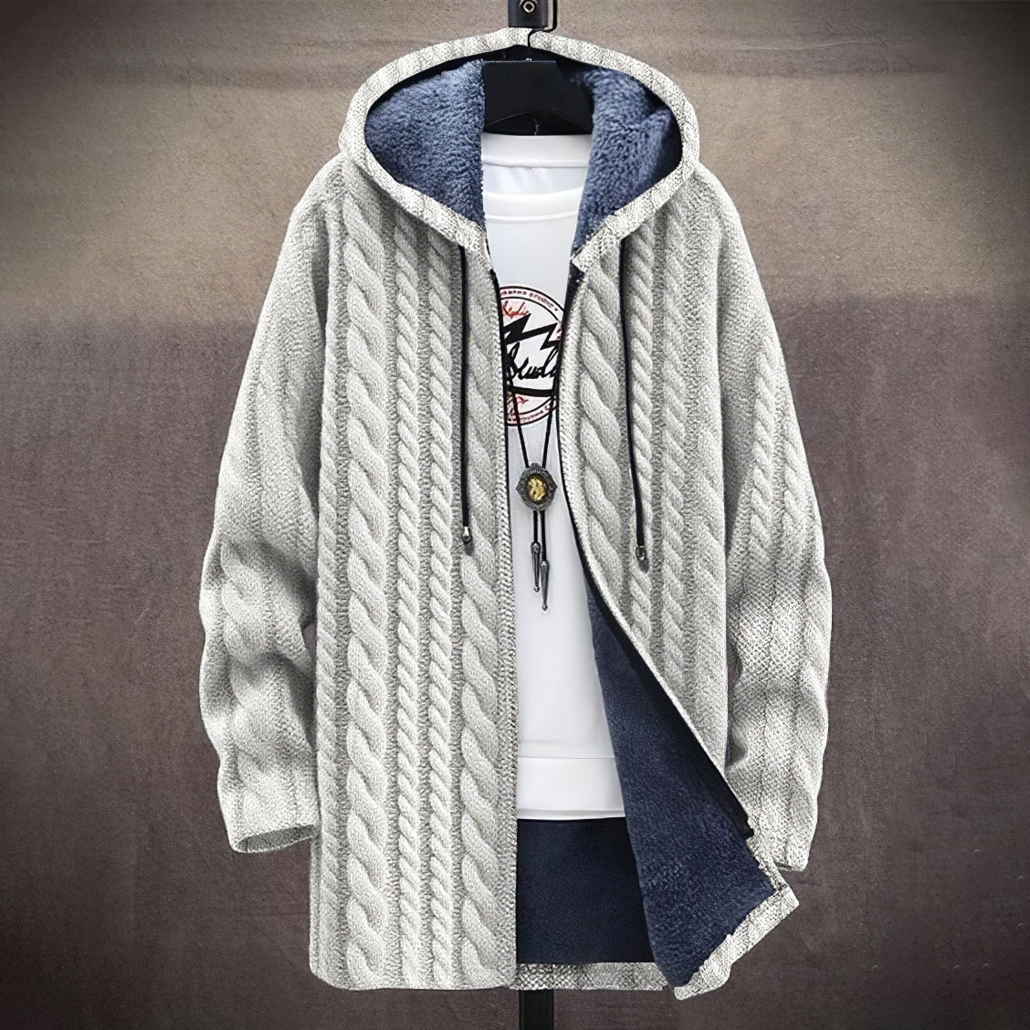Men's Vintage Jacquard Knitted Comfort Hooded Cardigan elevenforest