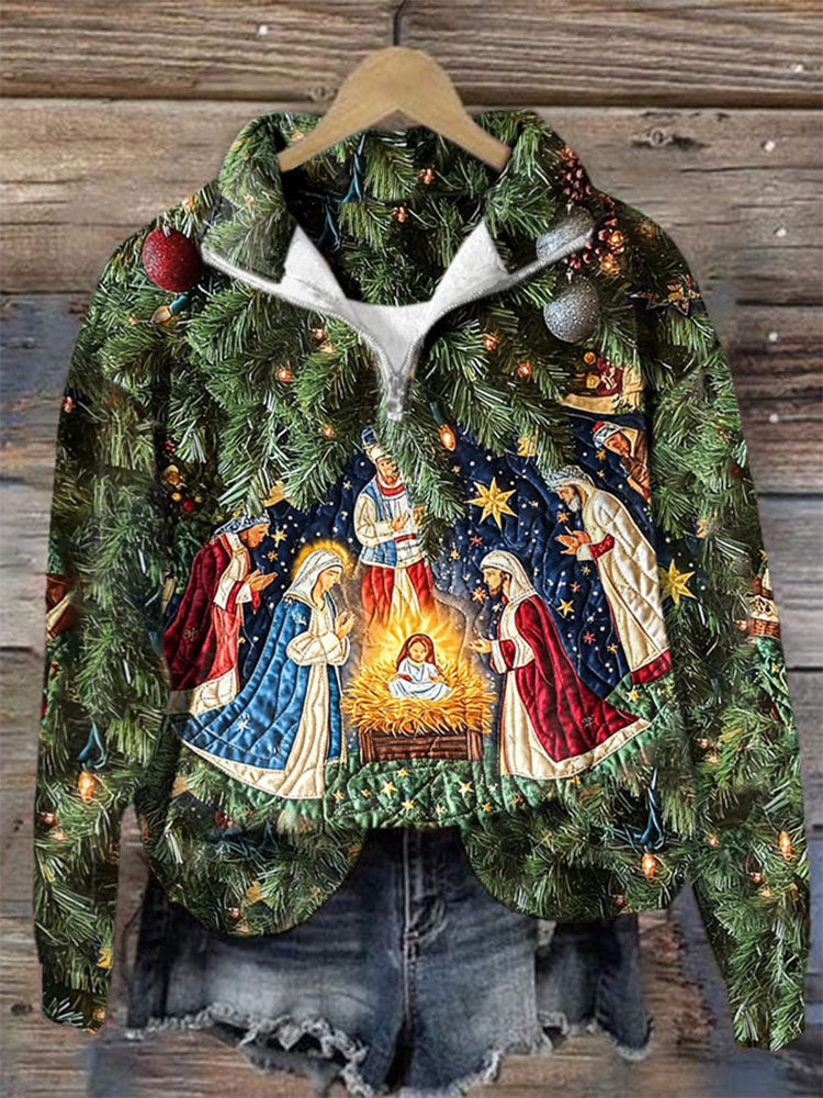 Comstylish Women's Christmas Nativity Print Sweatshir