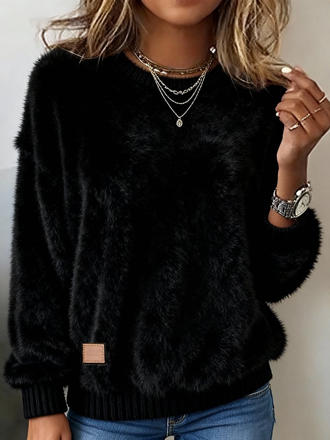 Women'S Autumn And Winter Long-Sleeved Plush Sweatshirt