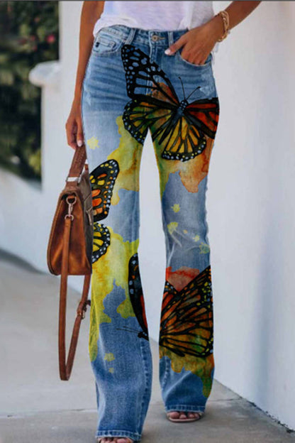 LM | Printed Faux High Rise Flare Pants