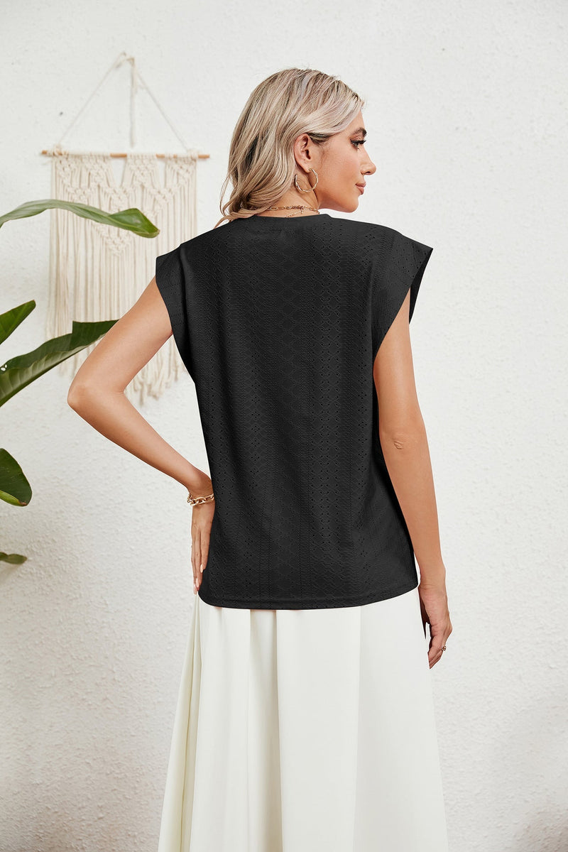 LM | Gilet d'été T-shirt à manches courtes creuses