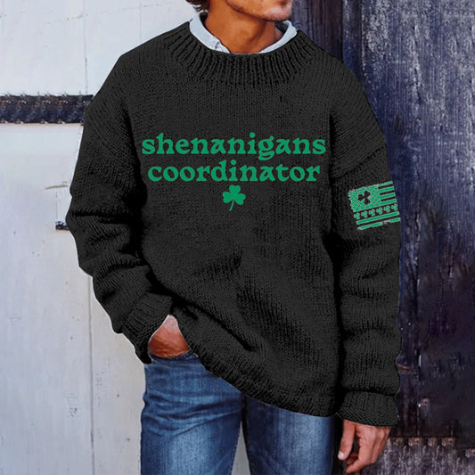 Men'S St. Patrick'S Day Printed Knit Crew Neck Sweater artswardrobe