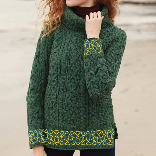 Celtic Trinity Knot Turtleneck Aran Sweater artswardrobe
