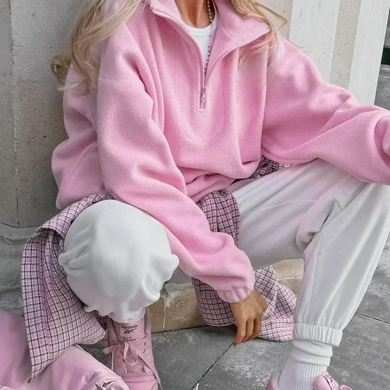 LM | Fleece pullover with half zipper
