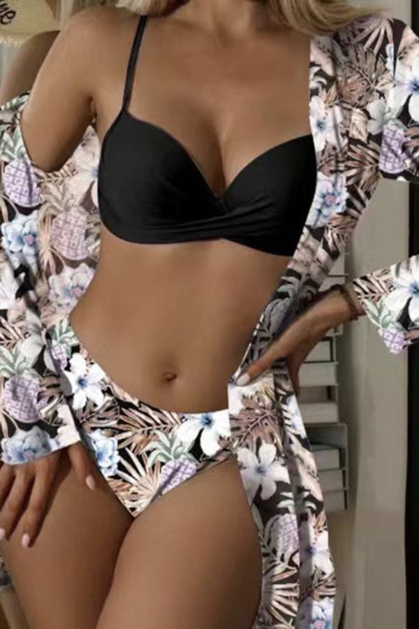 Rosalía® | Tropical Print Wrap Underwire Bikini With Cover-up