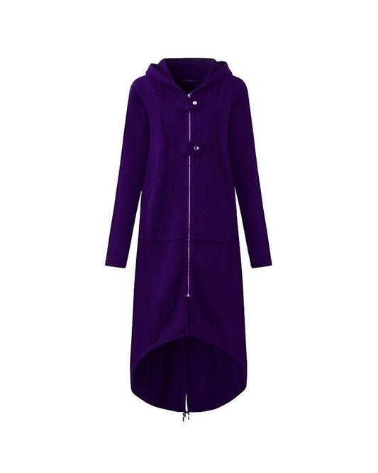 LM | Long women's jacket with zipper and buttons