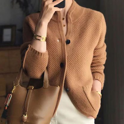 Vintage Stand Collar Loose Buttoned Knitted Cardigan elevenforest