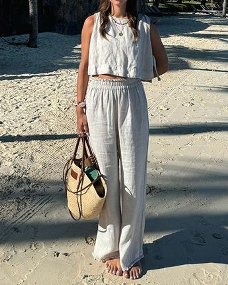 LM | Two-piece set consisting of vest and trousers with lacing