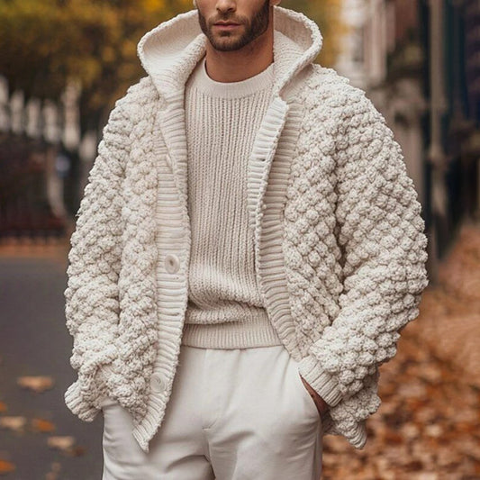 Men'S Vintage Jacquard Chunky Knit Cardigan Sweater artswardrobe