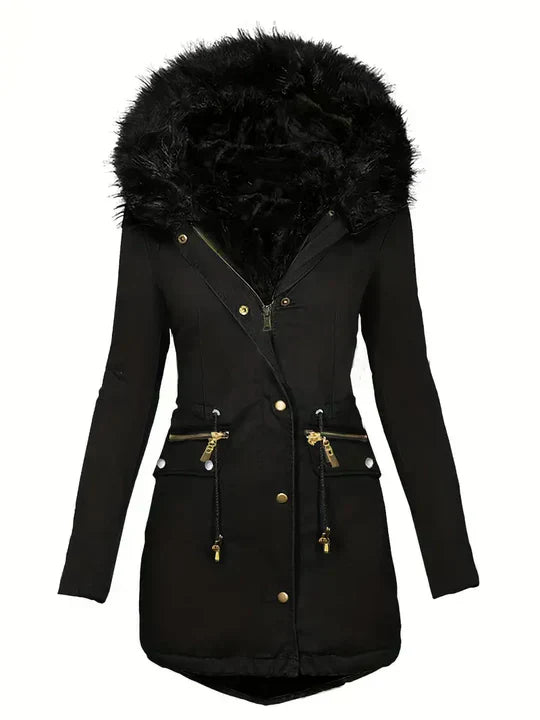 LM | Parka jacket with faux fur hood and drawstring