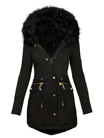 LM | Parka jacket with faux fur hood and drawstring
