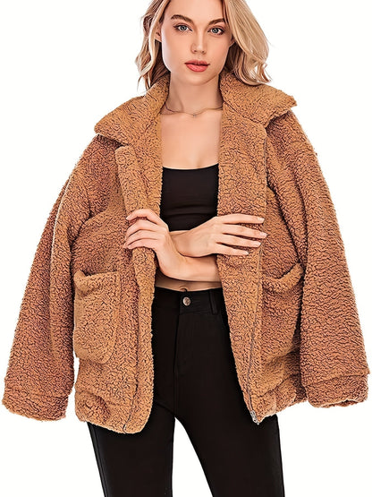 LM | stylish teddy coat with zipper