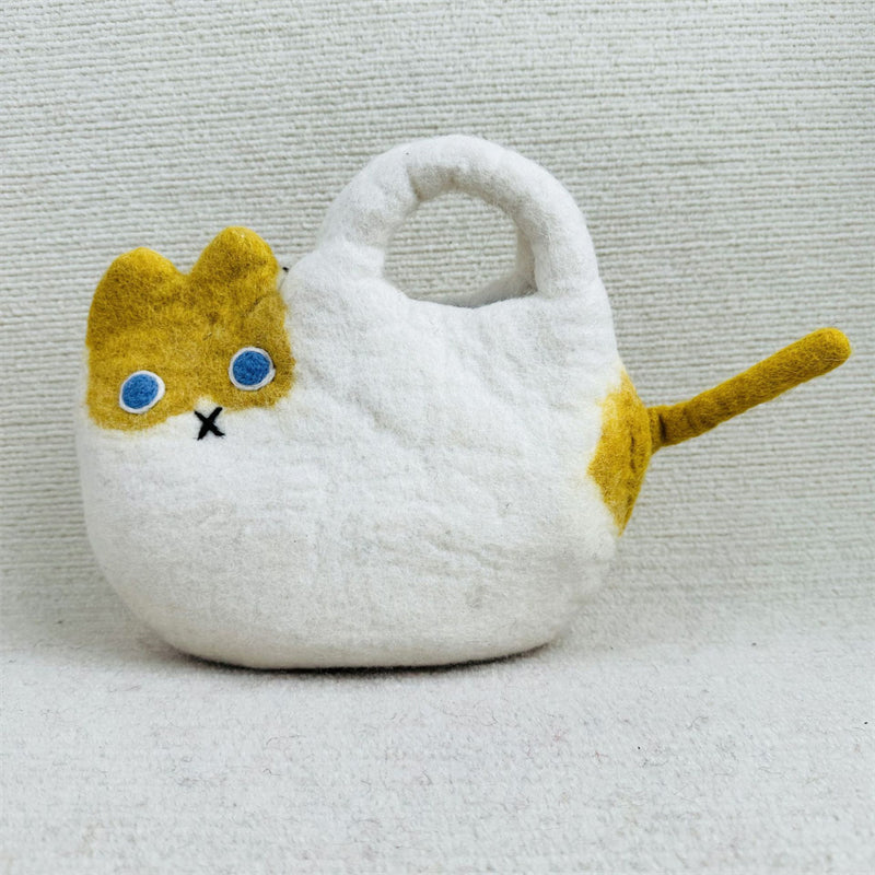 Comstylish Lovely Cat Inspired Handmade Felt Handbag