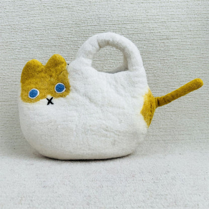 Comstylish Lovely Cat Inspired Handmade Felt Handbag