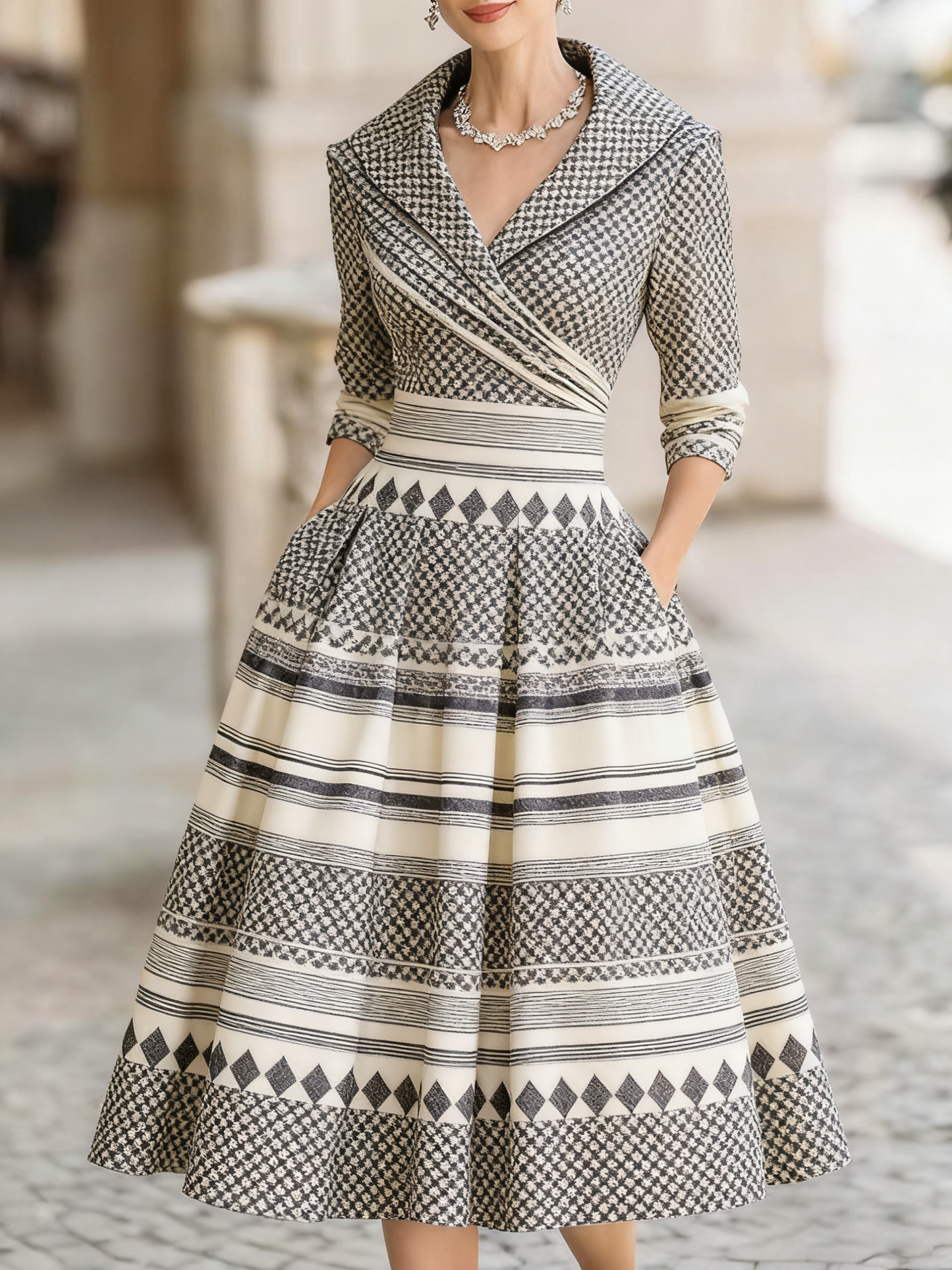 Women's romantic floral jacquard long dress