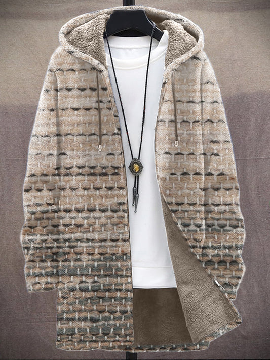 Men's Vintage Pattern Cozy Hooded Cardigan artswardrobe