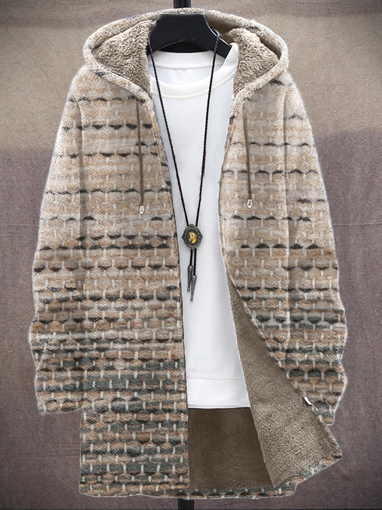 Men's Vintage Pattern Cozy Hooded Cardigan elevenforest