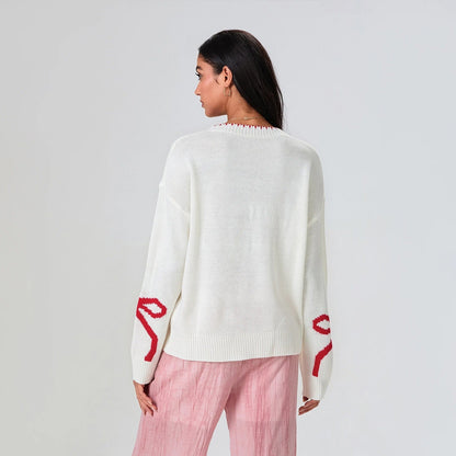 LM | MW - Festive knitted sweater with bow design