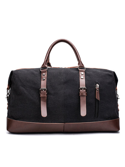 Vintage Washed Canvas Leather Patchwork Bag artswardrobe