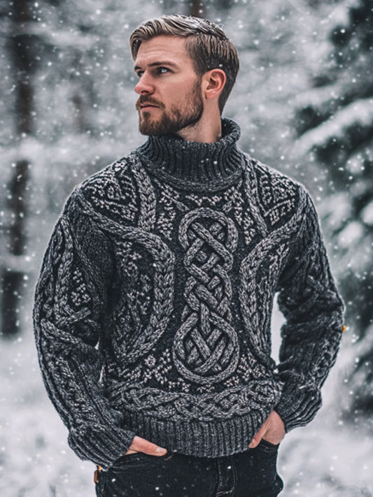 Men's Vintage Viking Inspired Celtic Jacquard Sweater artswardrobe