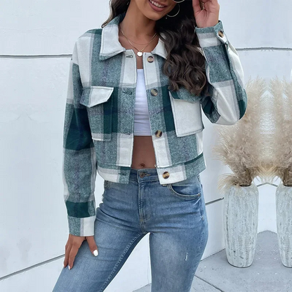 LM | Trendy plaid jacket for women
