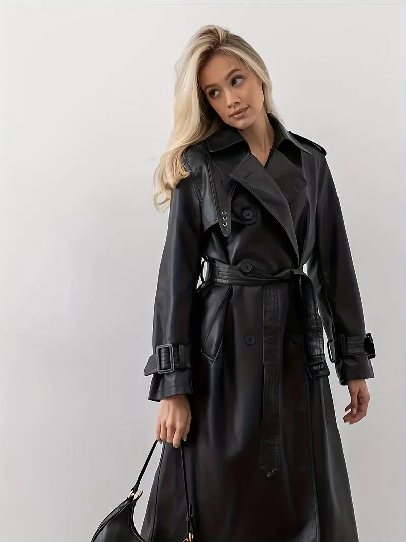 LM | Trench coat leather jacket with belt