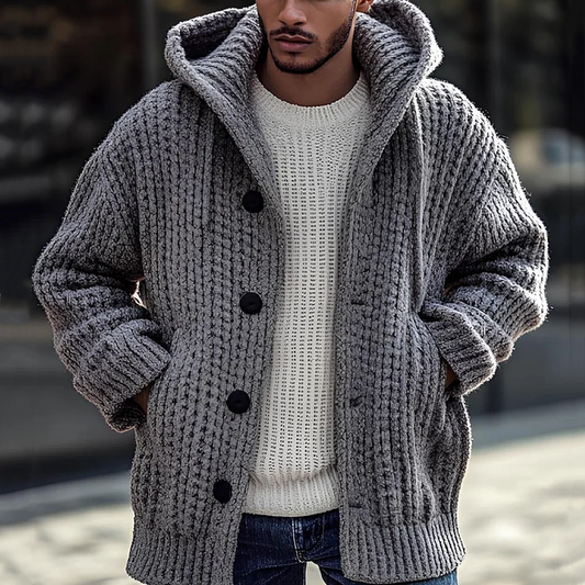 Men'S Vintage Jacquard Buttoned Down Cozy Sweater Cardigan artswardrobe