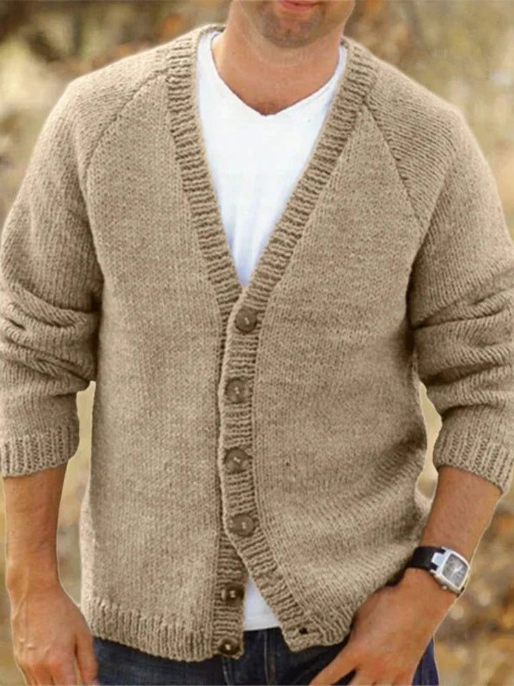 Men's Solid Color Button Cozy Sweater Cardigan artswardrobe