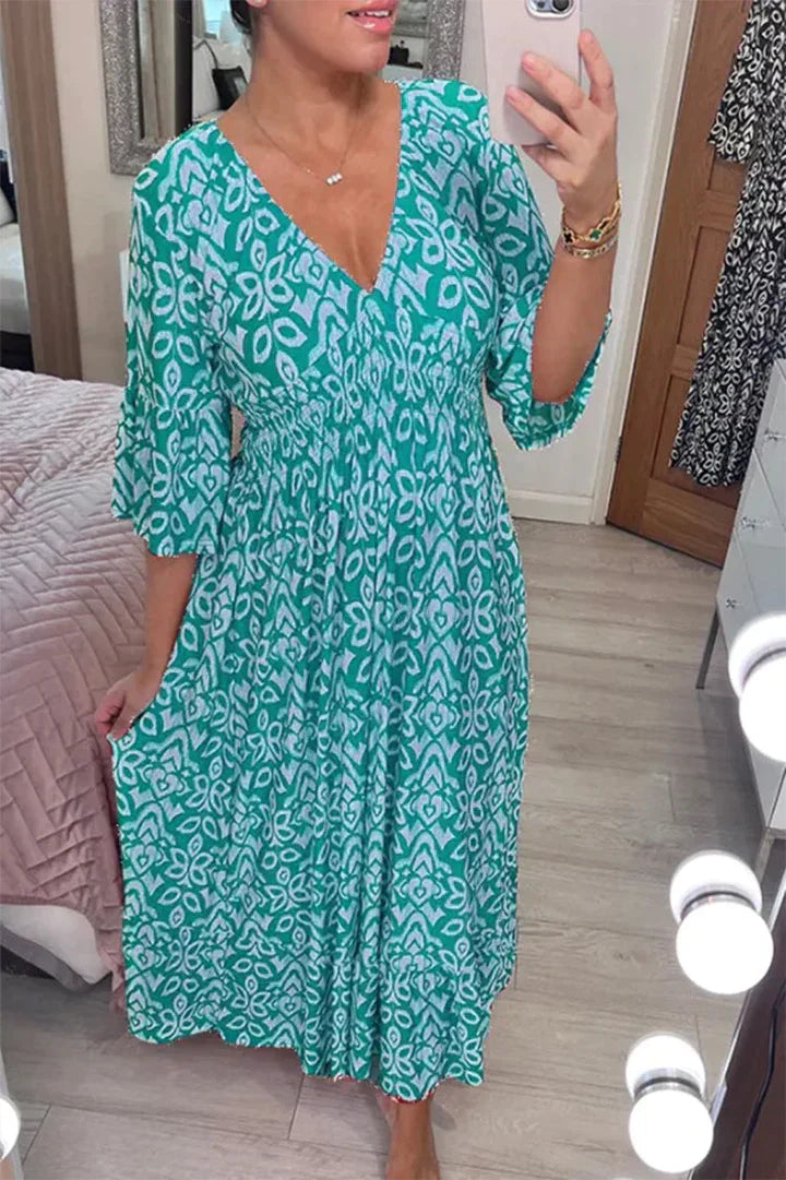 LM | Casual floral dress with V-neckline