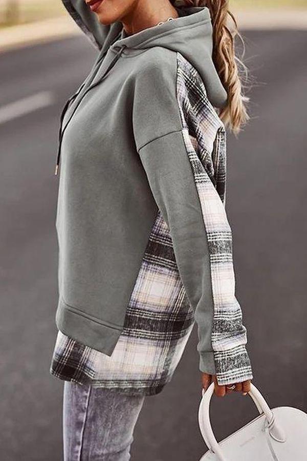 LM | Comfortable long-sleeved patchwork sweatshirt