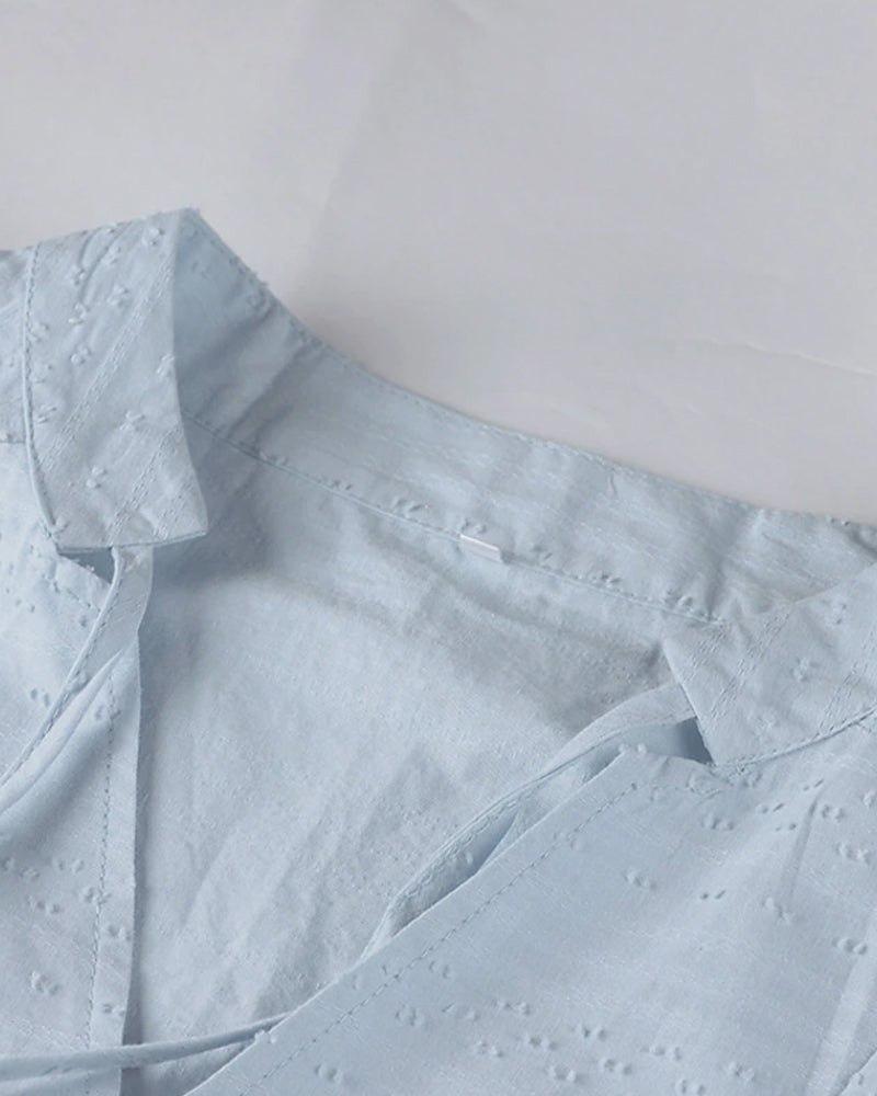 LM | A-line mini dress with V-neck, 3/4-length sleeves and pockets