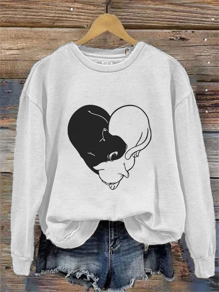 Comstylish Women's Casual Funny Black Cat Print Sweatshirt