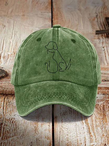 Comstylish Unisex Casual Pet Dog And Cat Print Washed Hat