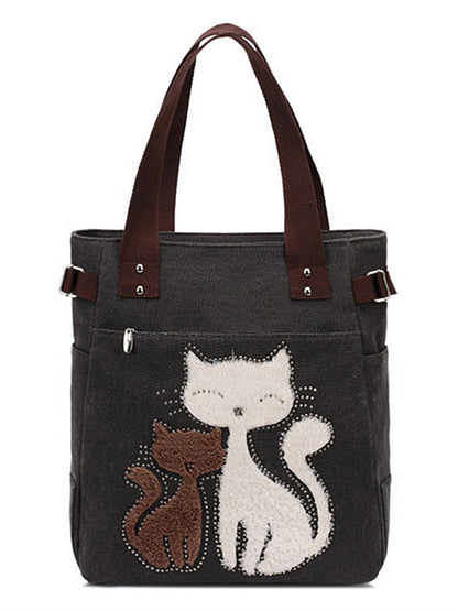 Fuzzy Cats Rhinestone Utility Shoulder Bag elevenforest