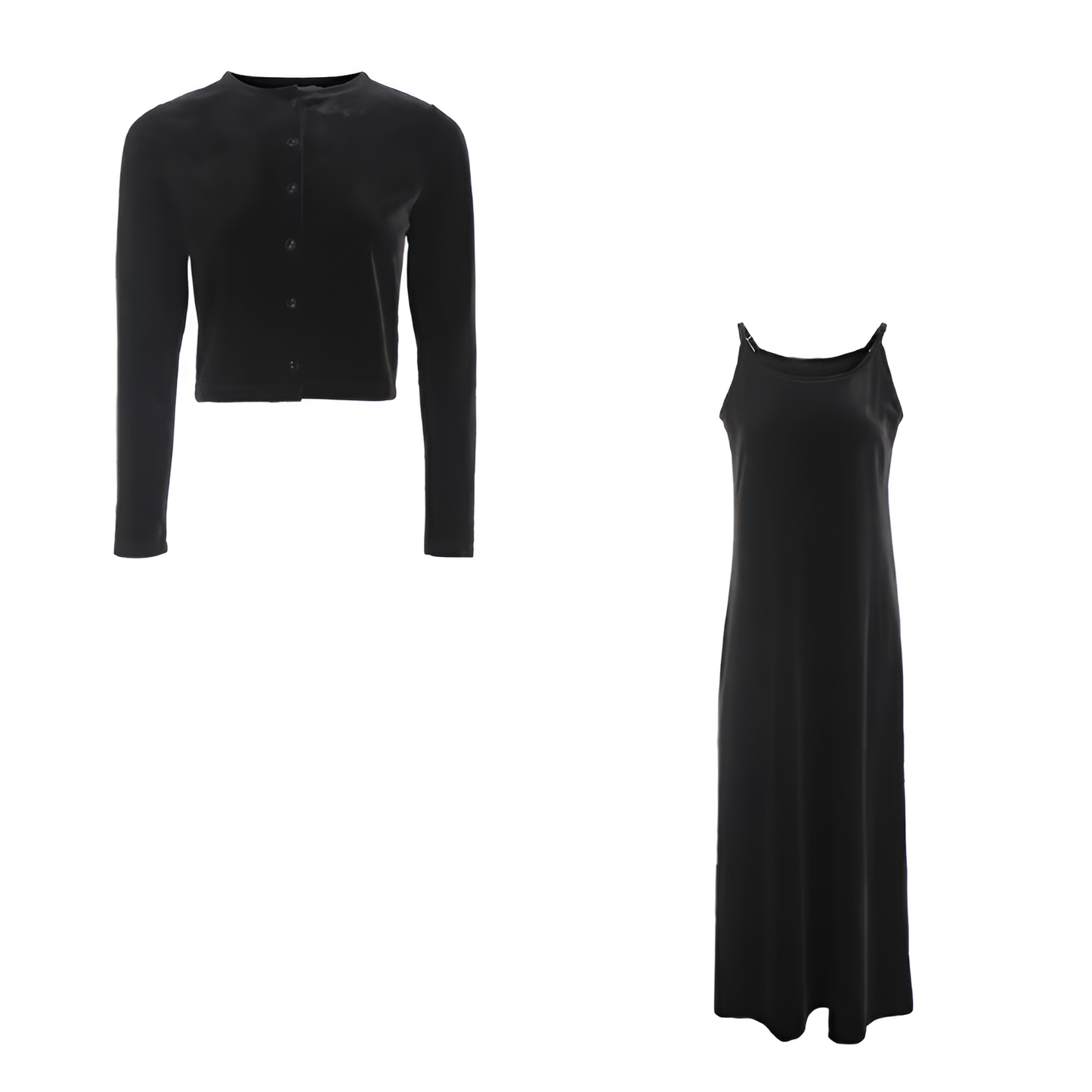 LM | Elegant velvet vest and belted dress set