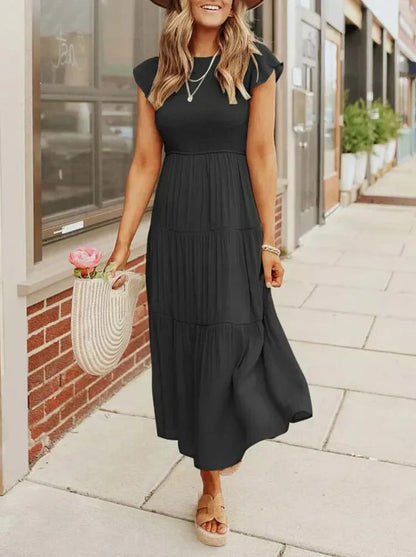 LM | Midi dresses with short sleeves for women