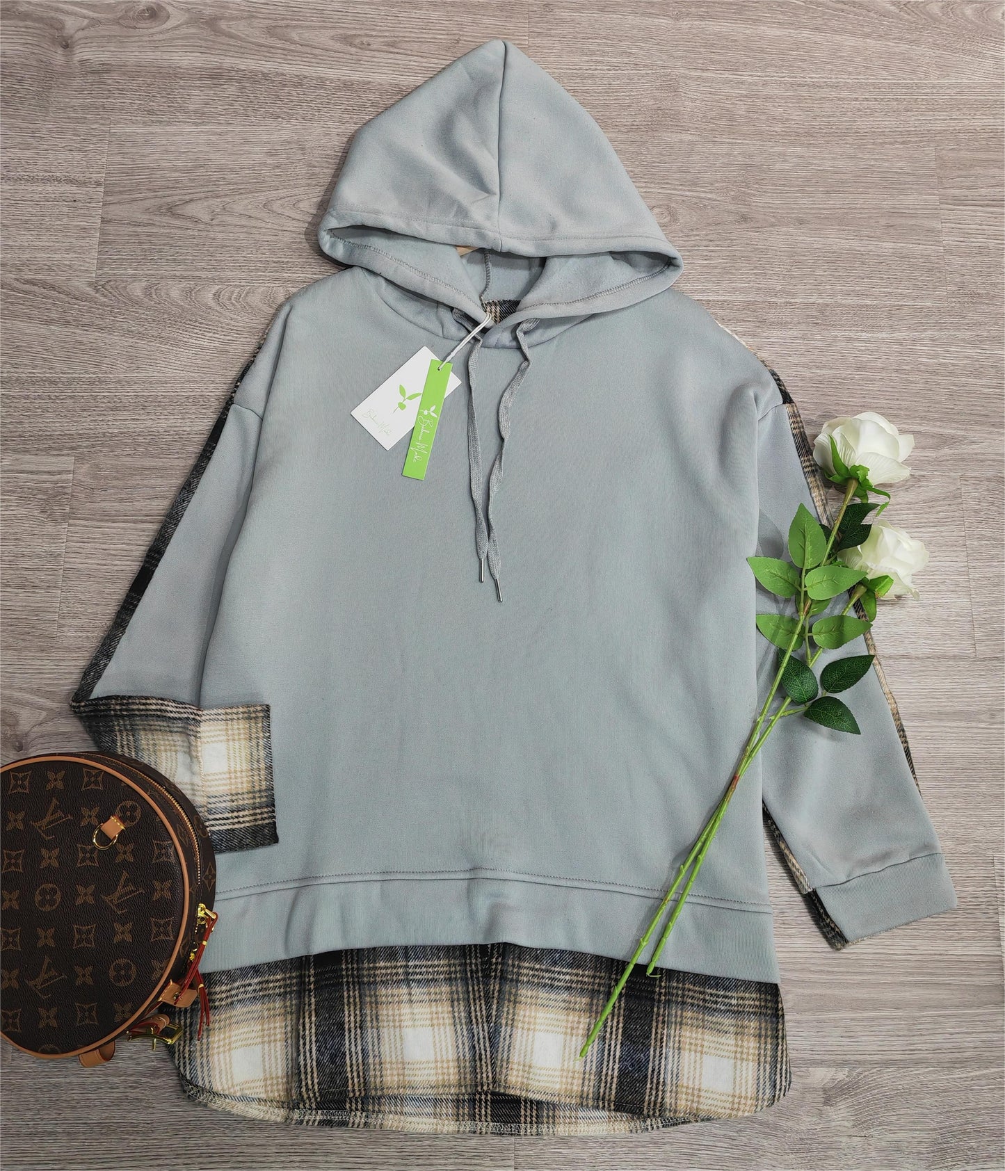 LM | Comfortable long-sleeved patchwork sweatshirt