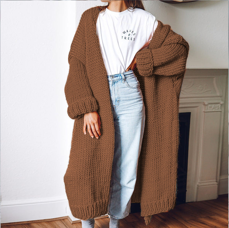 Casual Loose Long Thick Placket Sweater Cardigan elevenforest